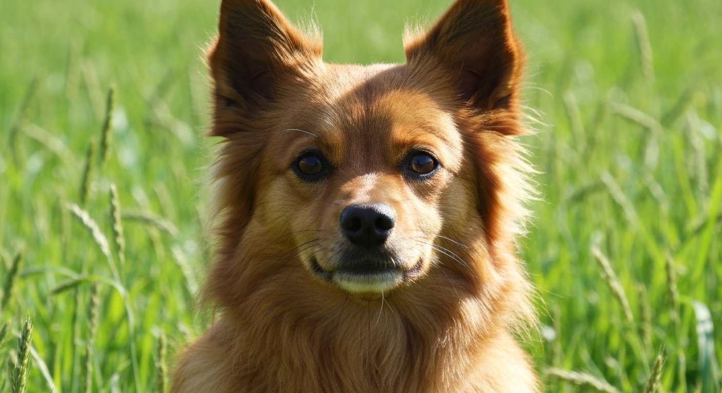 Spitz Alemão observando atentamente em um ambiente externo saudável