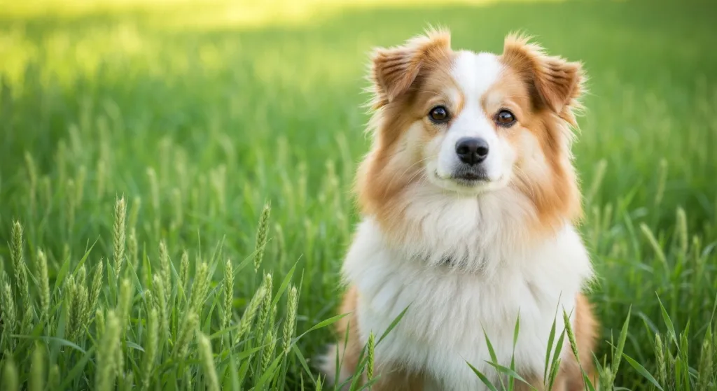 Filhote de Spitz Alemão com pelagem branca fofa e olhar curioso